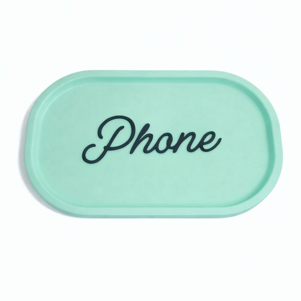 Teal Phone Tabletop Entry Table Desk Organizer Tray Platter 9" x 5.5" x 0.25"